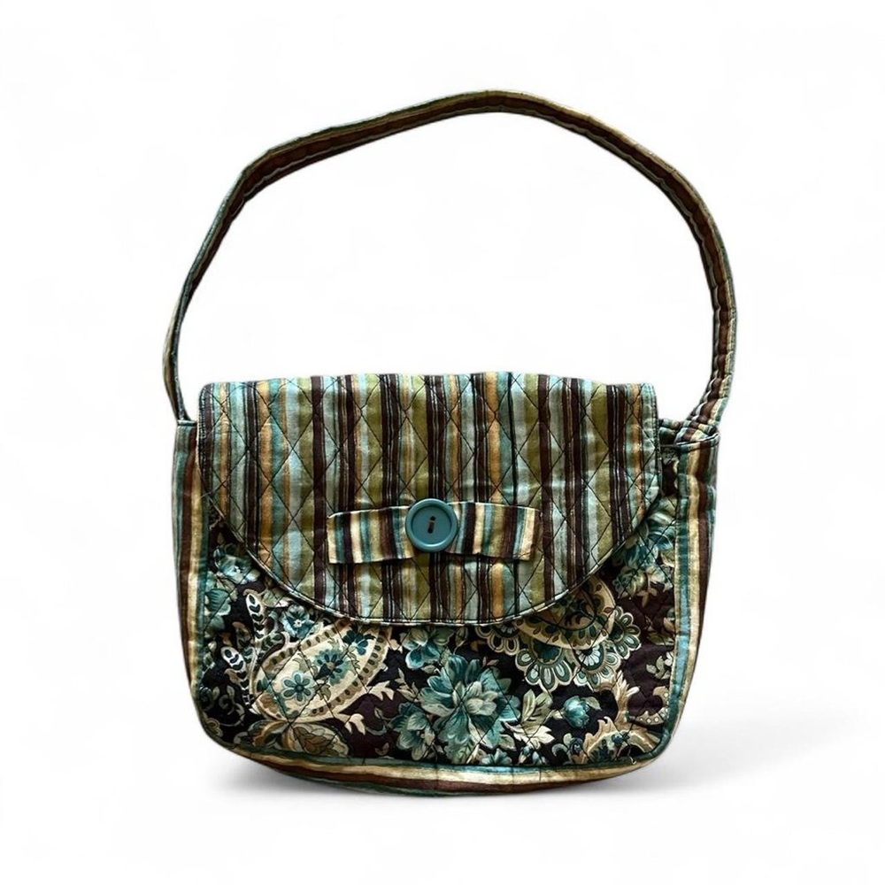 Handmade Quilted Teal and Brown Mini Bag